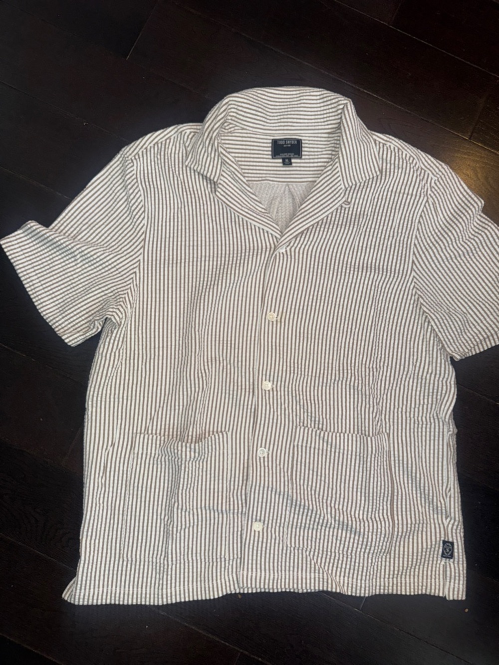 Todd Snyder Short-Sleeve Striped Button-Down Shirt - Brown & White